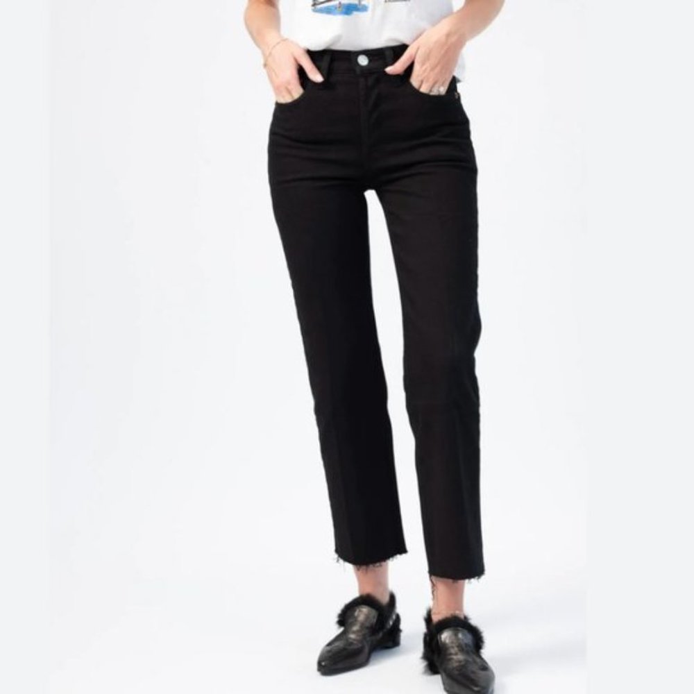 RE/DONE High Rise Stove Pipe In Jet Black Jeans Size 31